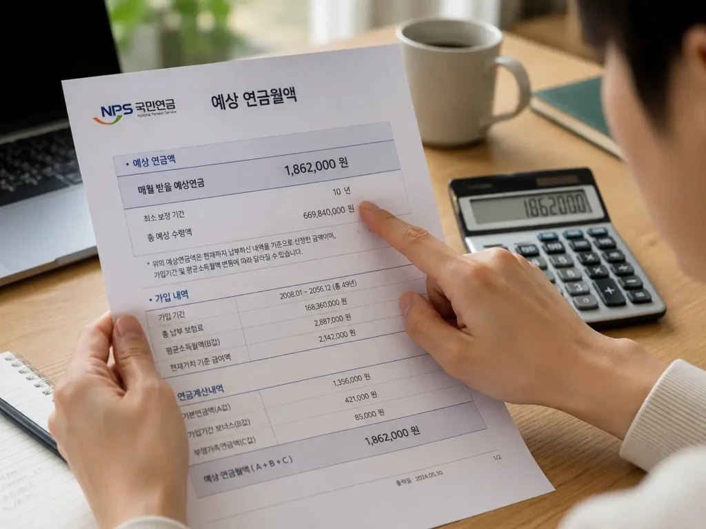 국민연금 예상수령액 계산하는 서류와 계산기