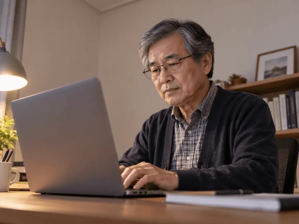 기초연금 수급자격 확인 후 신청방법에 따라 온라인으로 신청하는 모습