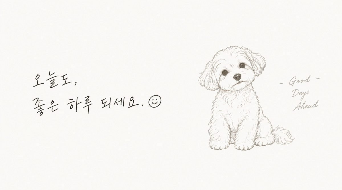 오늘도 좋은 하루 되세요 손글씨와 강아지 선그림