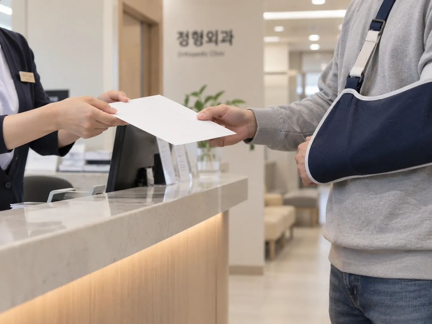 실업급여 수급기간 연장을 위해 병원에서 진단서를 받는 모습