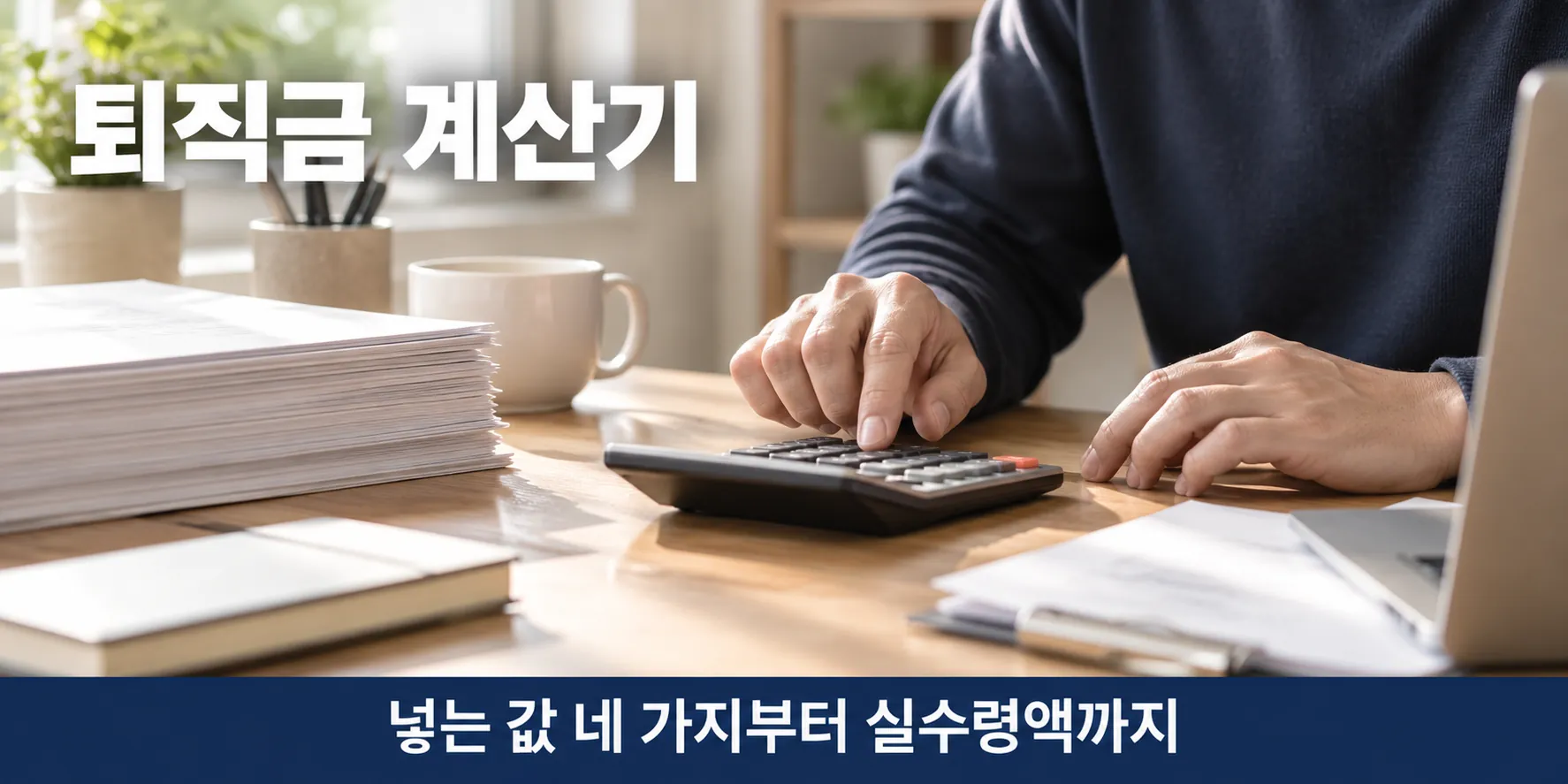 퇴직금 계산기로 퇴직금을 계산하는 모습