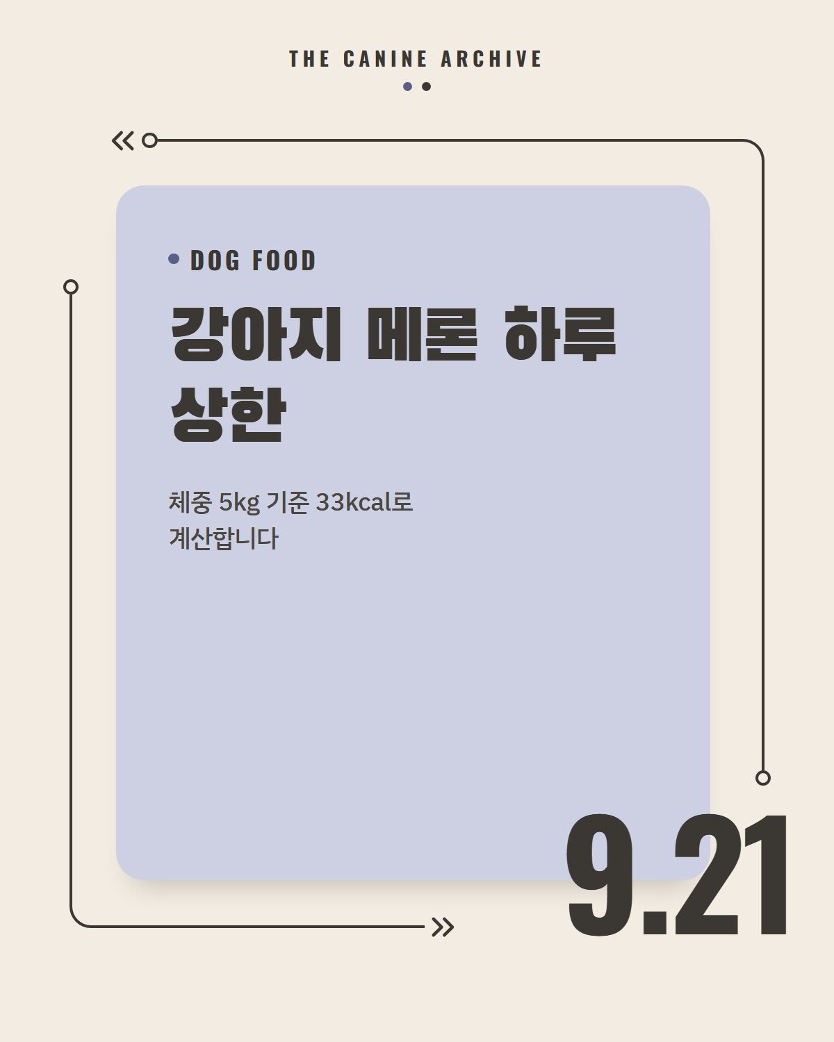 강아지 메론 하루 상한, 체중 5kg 기준 33kcal로 계산합니다