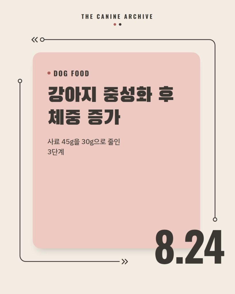 강아지 중성화 후 체중 증가, 사료 45g을 30g으로 줄인 3단계