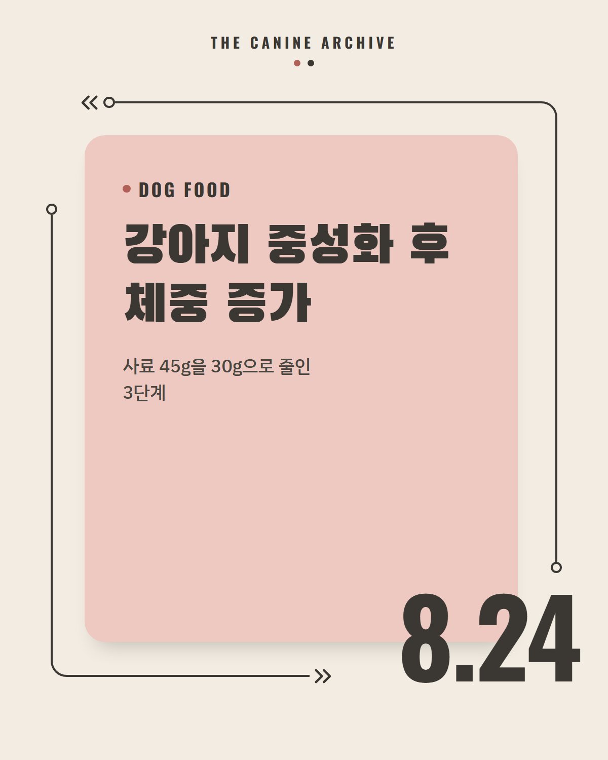 강아지 중성화 후 체중 증가, 사료 45g을 30g으로 줄인 3단계
