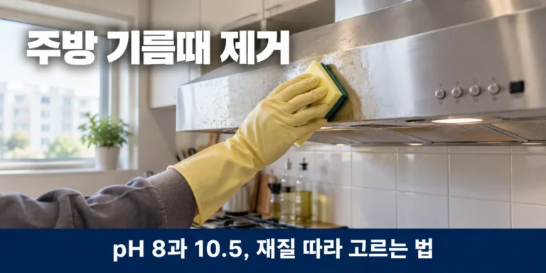 주방 기름때 제거, pH 8 베이킹소다와 pH 10.5 과탄산소다를 재질로 나누는 기준